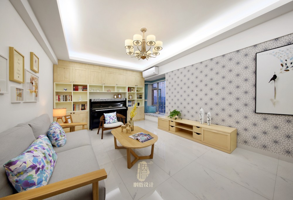 广州润粤大厦北欧风家居设计,原木与彩色的和谐搭配-9