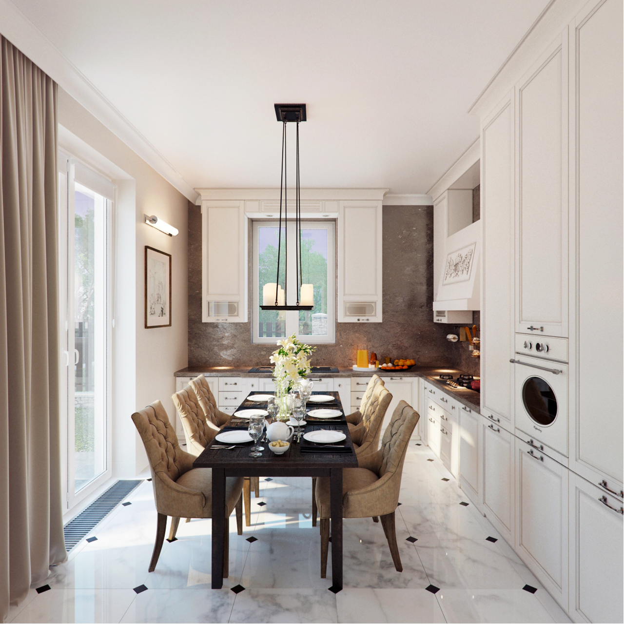 The interiors of the country house of 300 m  in American style Alexandra Fedorova-10