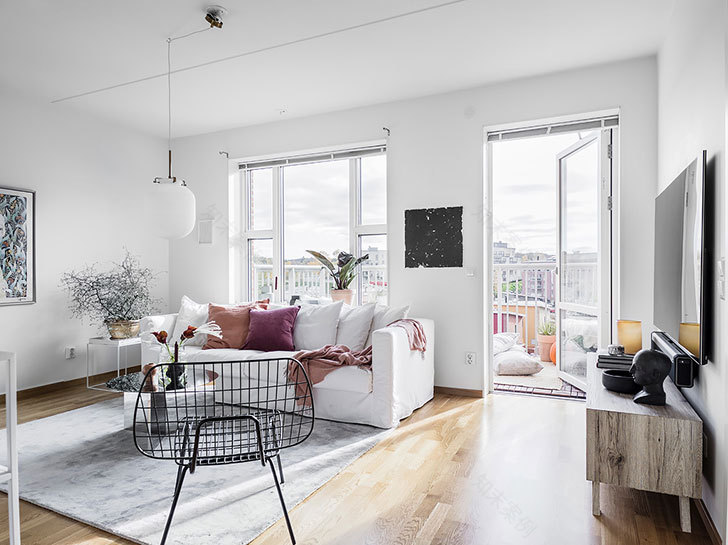 粉色点缀的哥德堡白色公寓-2