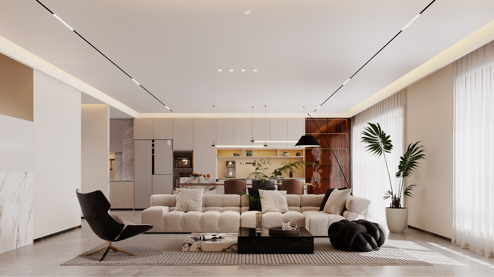 现代别墅室内+庭院效果-6