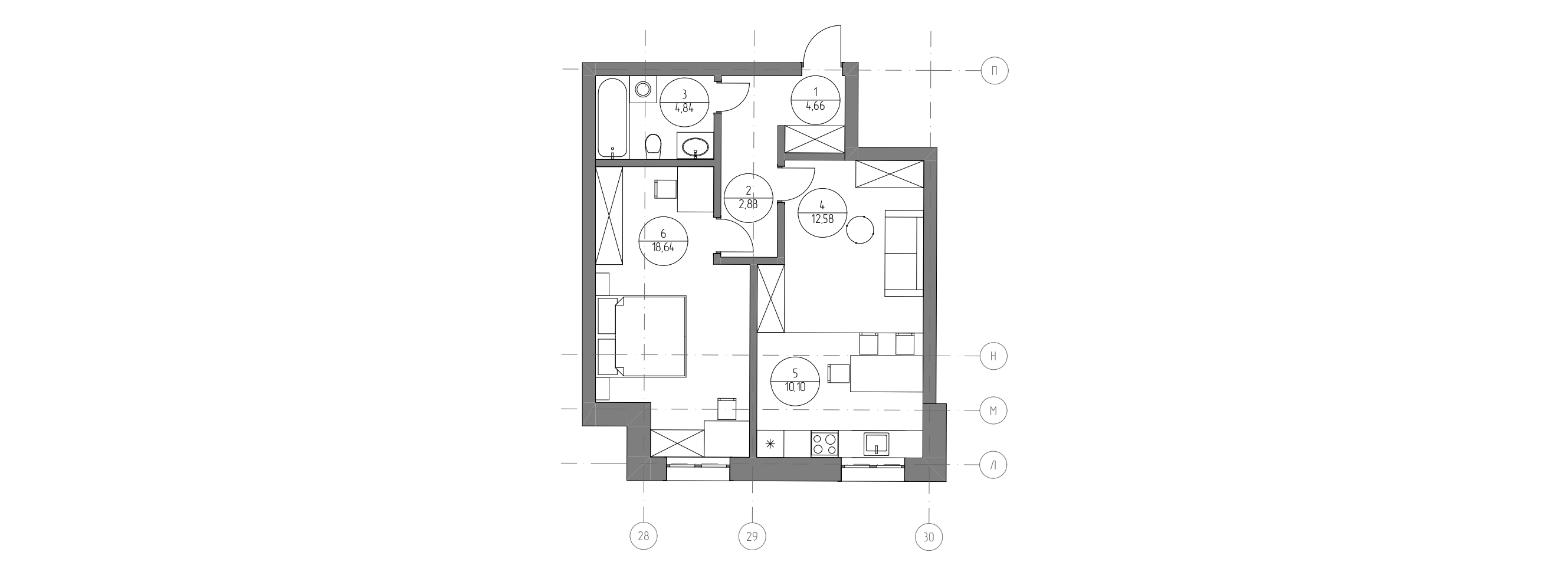 Секционный жилой дом средней этажности-21