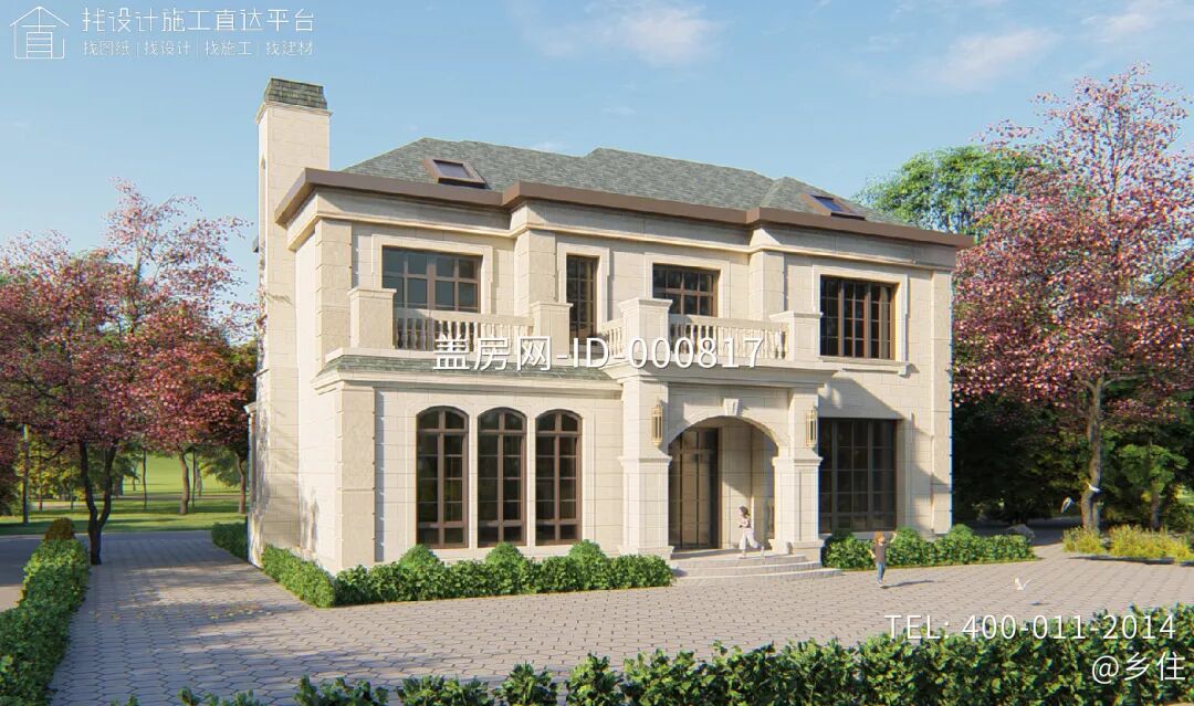 【设计师案例】土建参考造价78万，面宽16.4m×进深14.1m浙江宁波二层欧式别墅-32