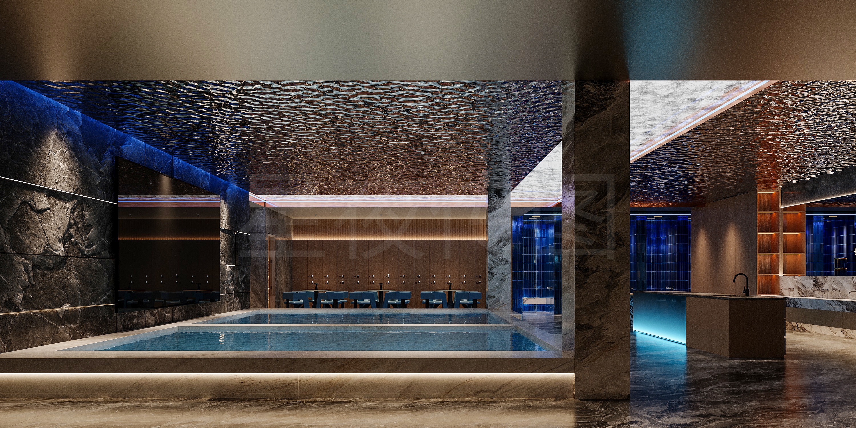 洗浴会所 环境的材质的搭配 奢华中带一丝温馨-2