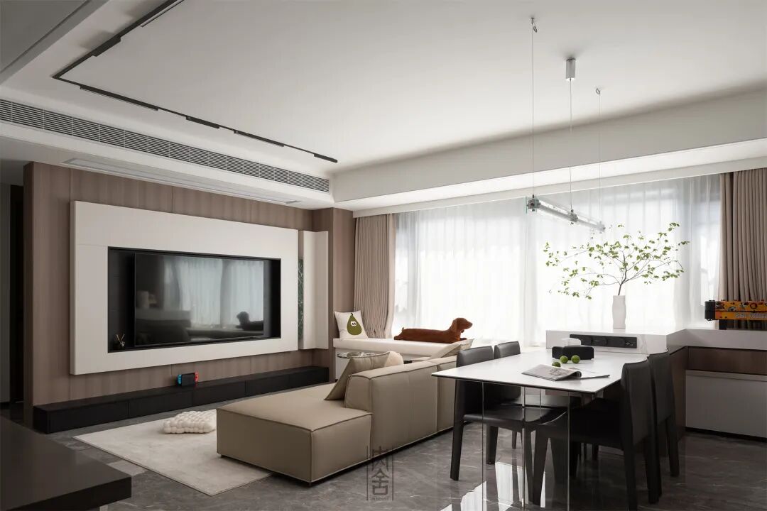 内舍软装丨128㎡现代简约风，纯粹色调营造简洁利落的温柔空间！-10