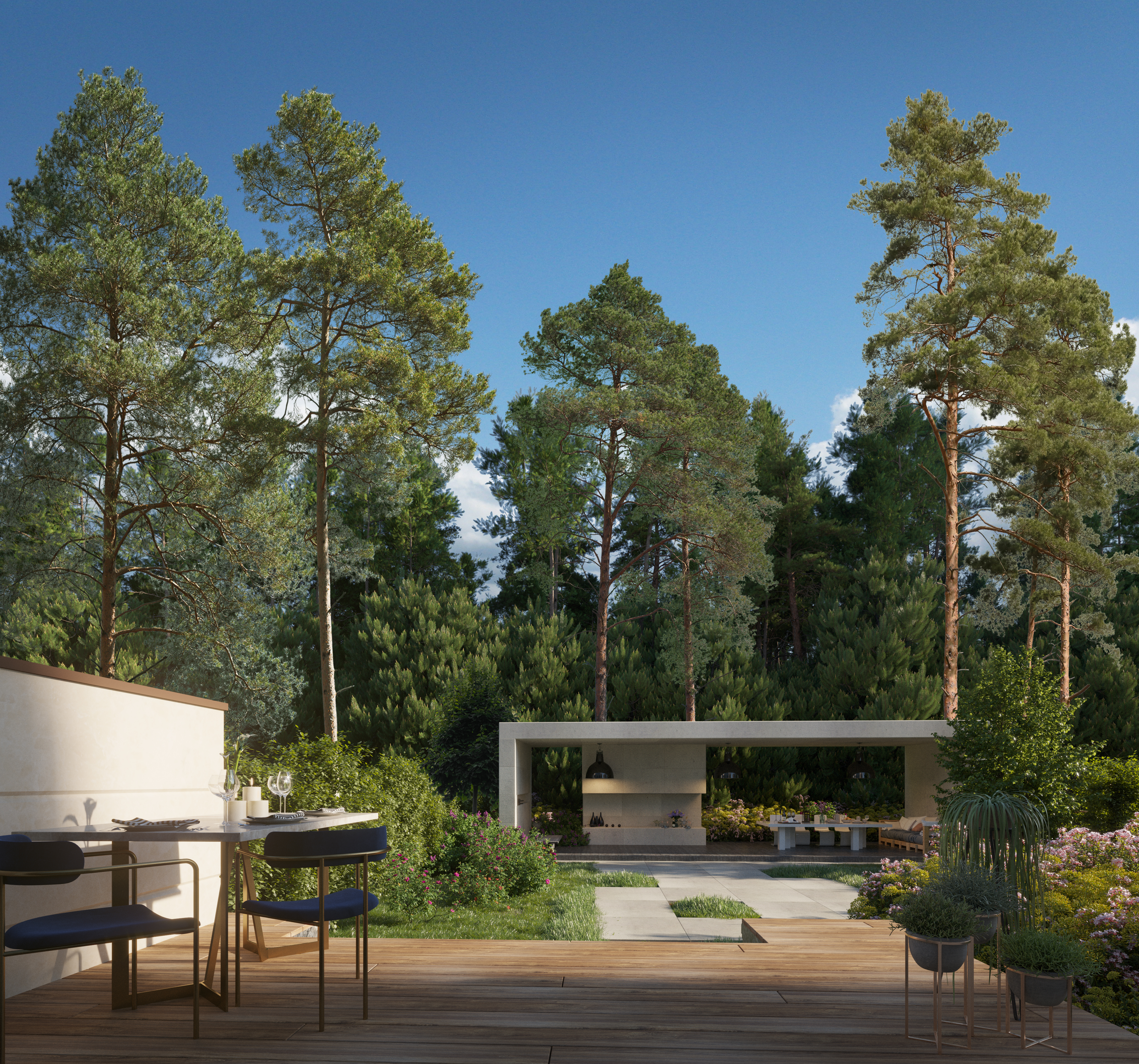cottage village by the river - CGI-0