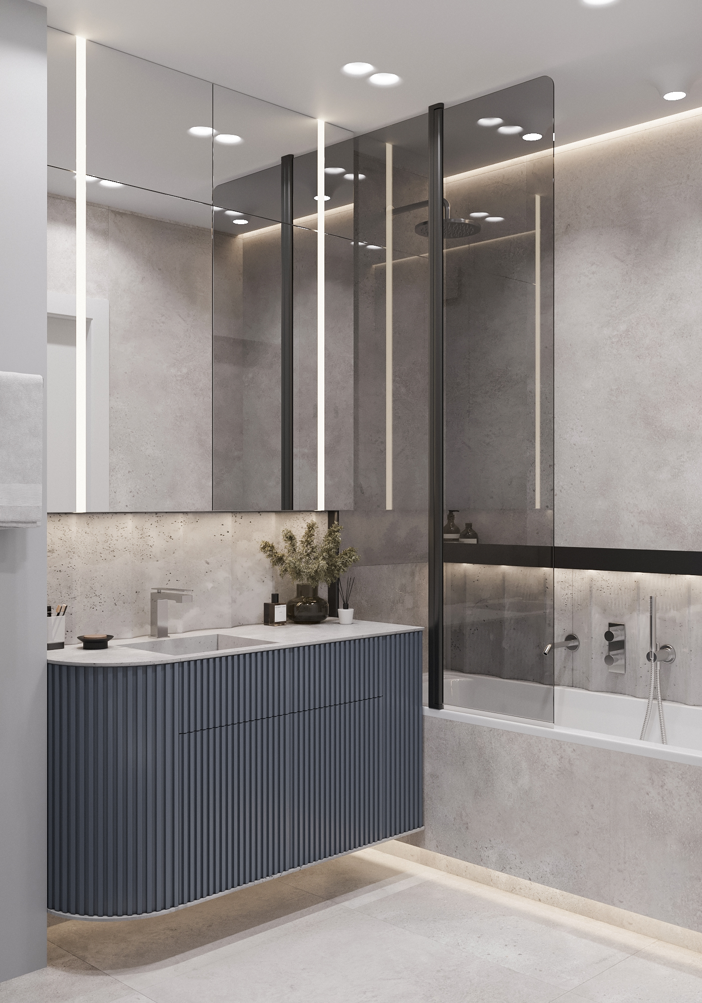 深蓝色和灰色的浴室丨@molina_design-3