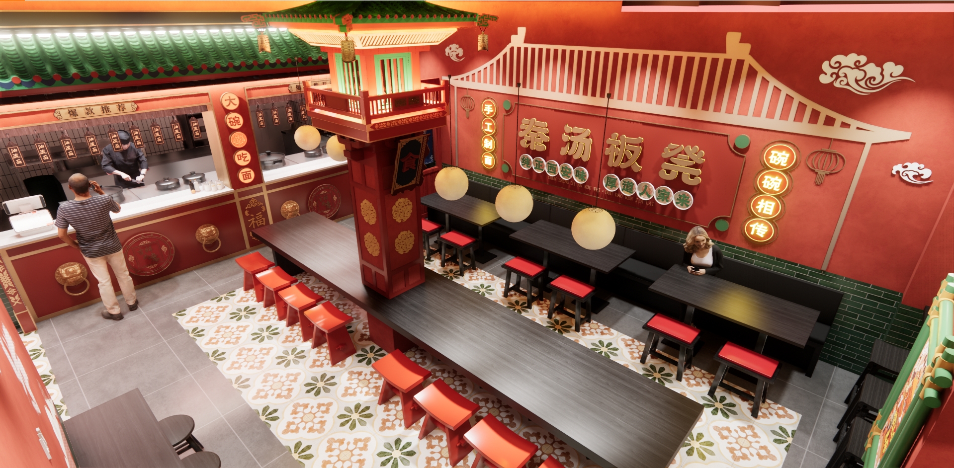 【秦汤板凳】天津网红西安面馆设计-53