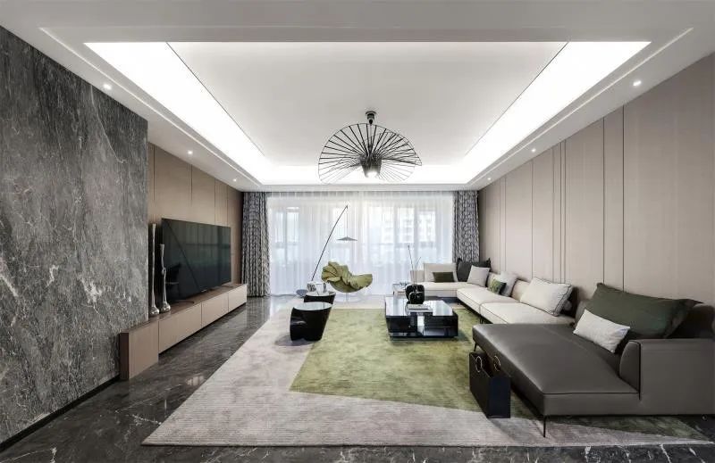 烟台万科翡翠长安样板间 | 抹茶色遇见黑灰色，简约至美-20