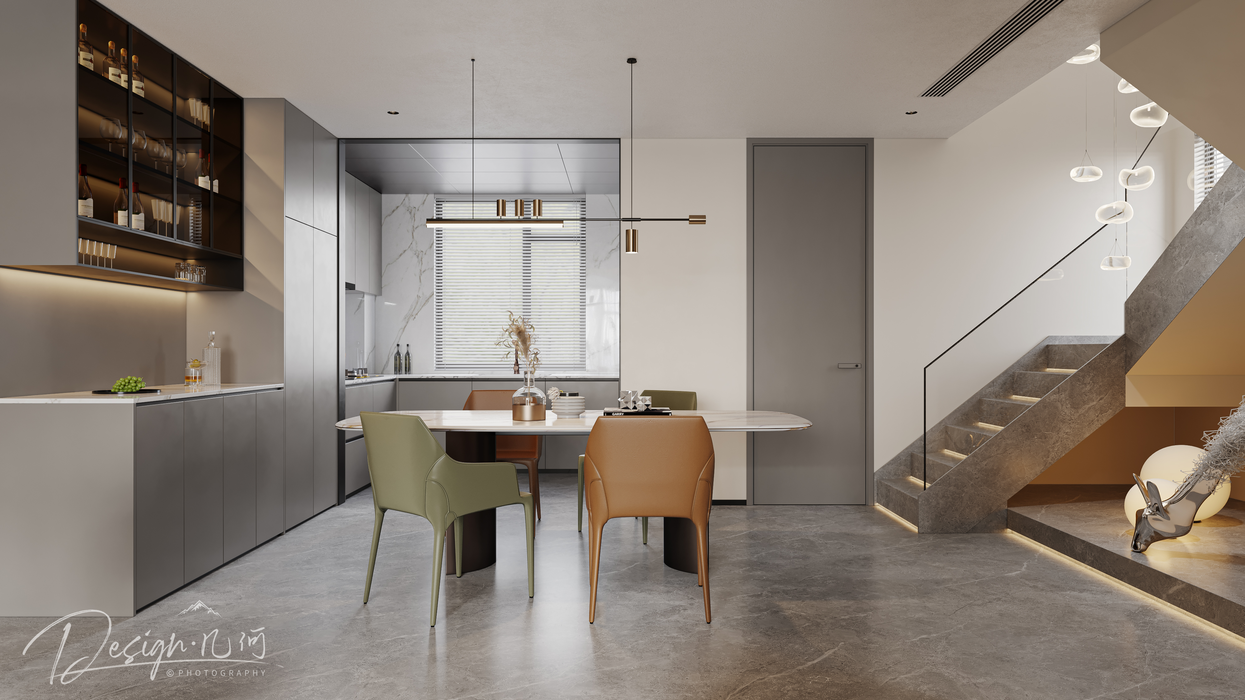 几何空间视觉表现 | 高速时代城现代轻奢客餐厅-1