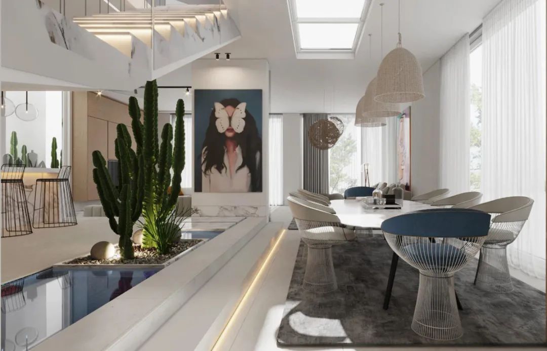 Interiors With Pockets Of Greenery And Modern Staircases-27