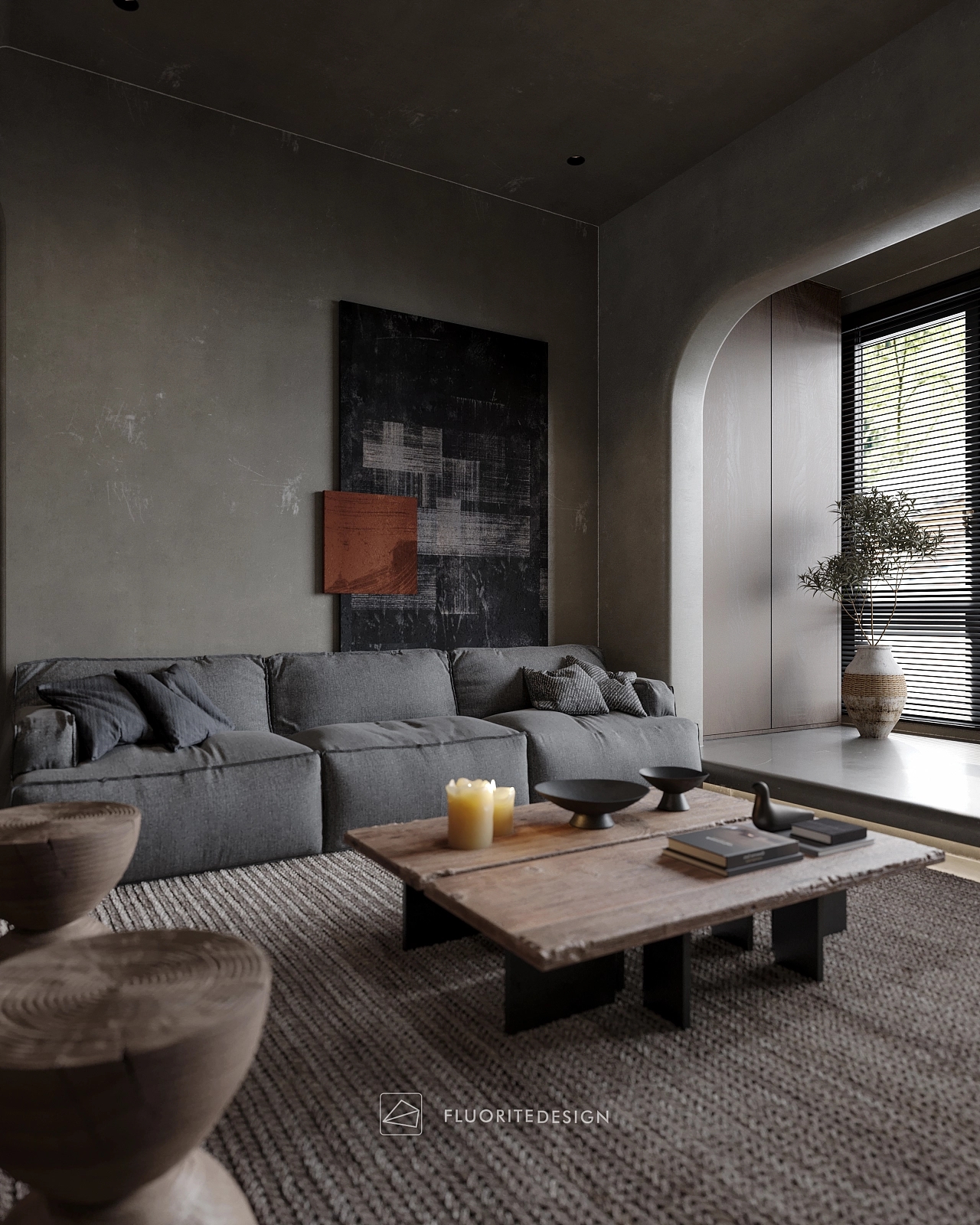 斑驳墙面的震撼美侘寂风设计案例丨FLUORITEDESIGN-12