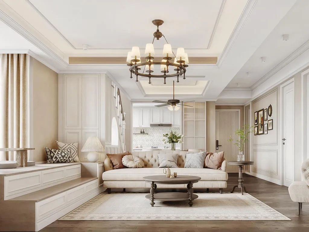 三居室简约美式风格｜复古浪漫  恬静淡雅-0