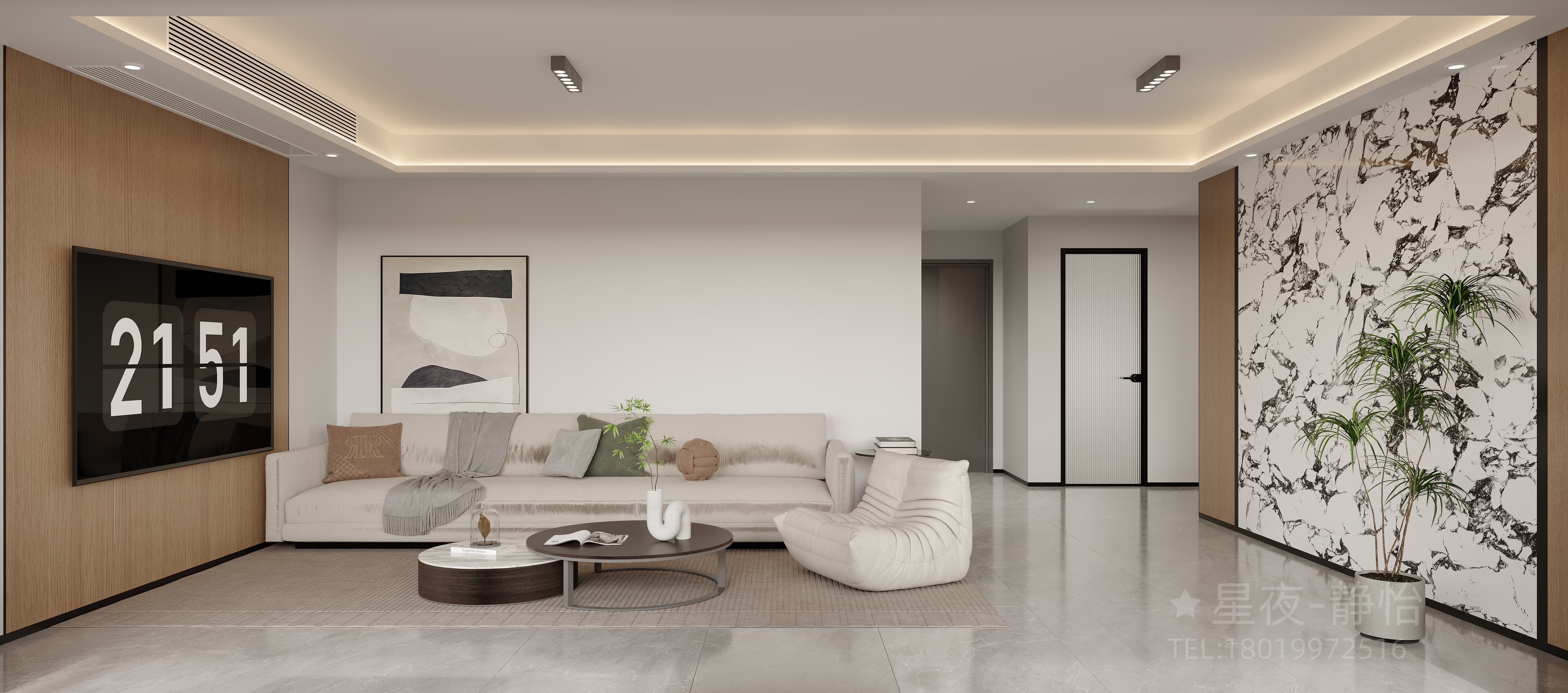 现代轻奢客厅：通透布局，光影交织质感空间-5