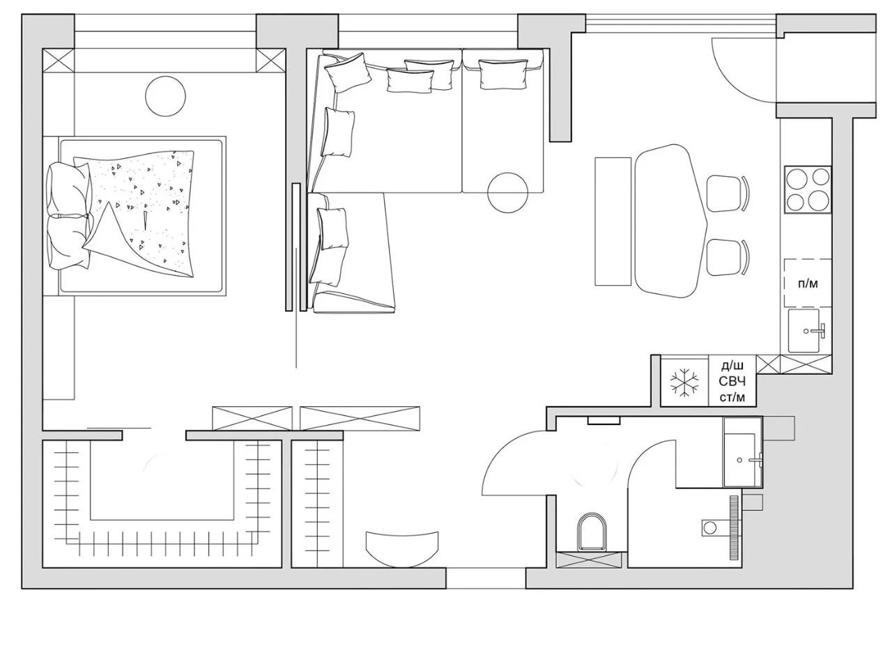 54㎡时尚简约单身公寓丨Aleksandra HelminskayaLeontieva-32