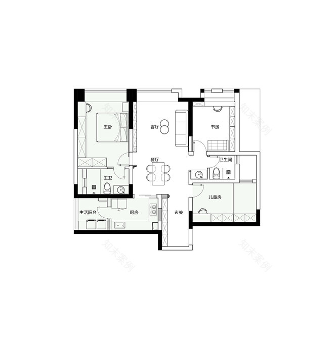41万元三居119平米装修案例·效果图 宏福樘实景 · 沁桃丨中国成都-16