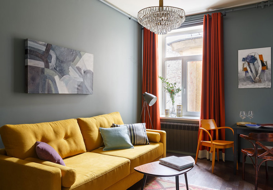 圣彼得堡色彩斑斓的小型出租公寓设计-3