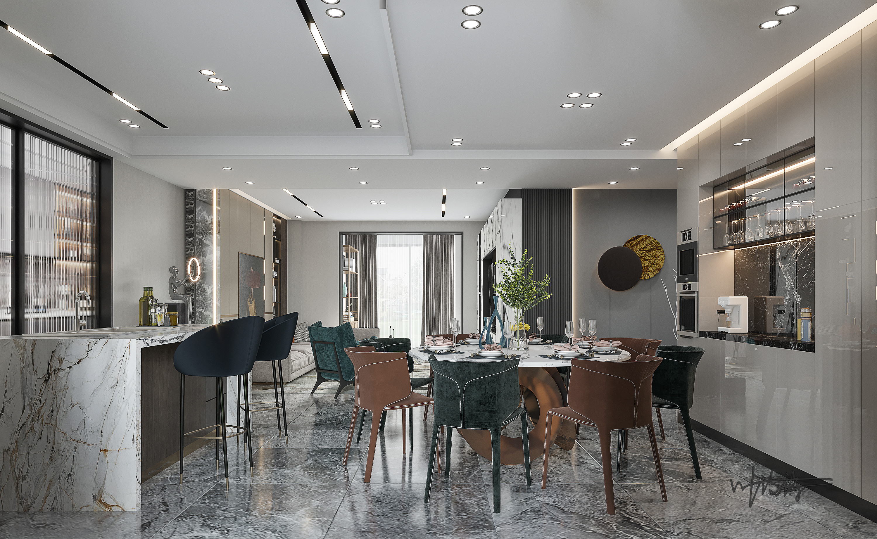 现代风|素雅家宅，生活空间的一体两面                     -0