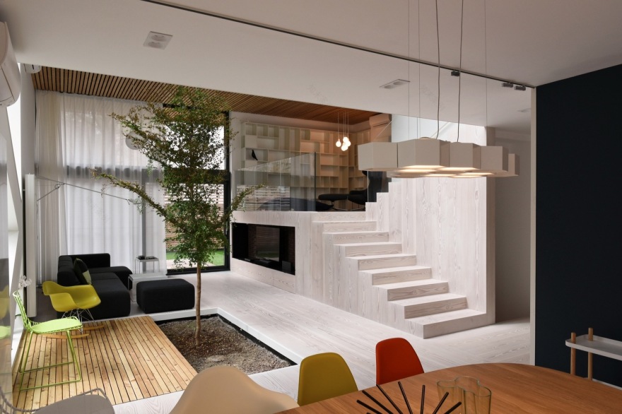 罗马尼亚四口之家垂直住宅,自然材料与光影共舞-48