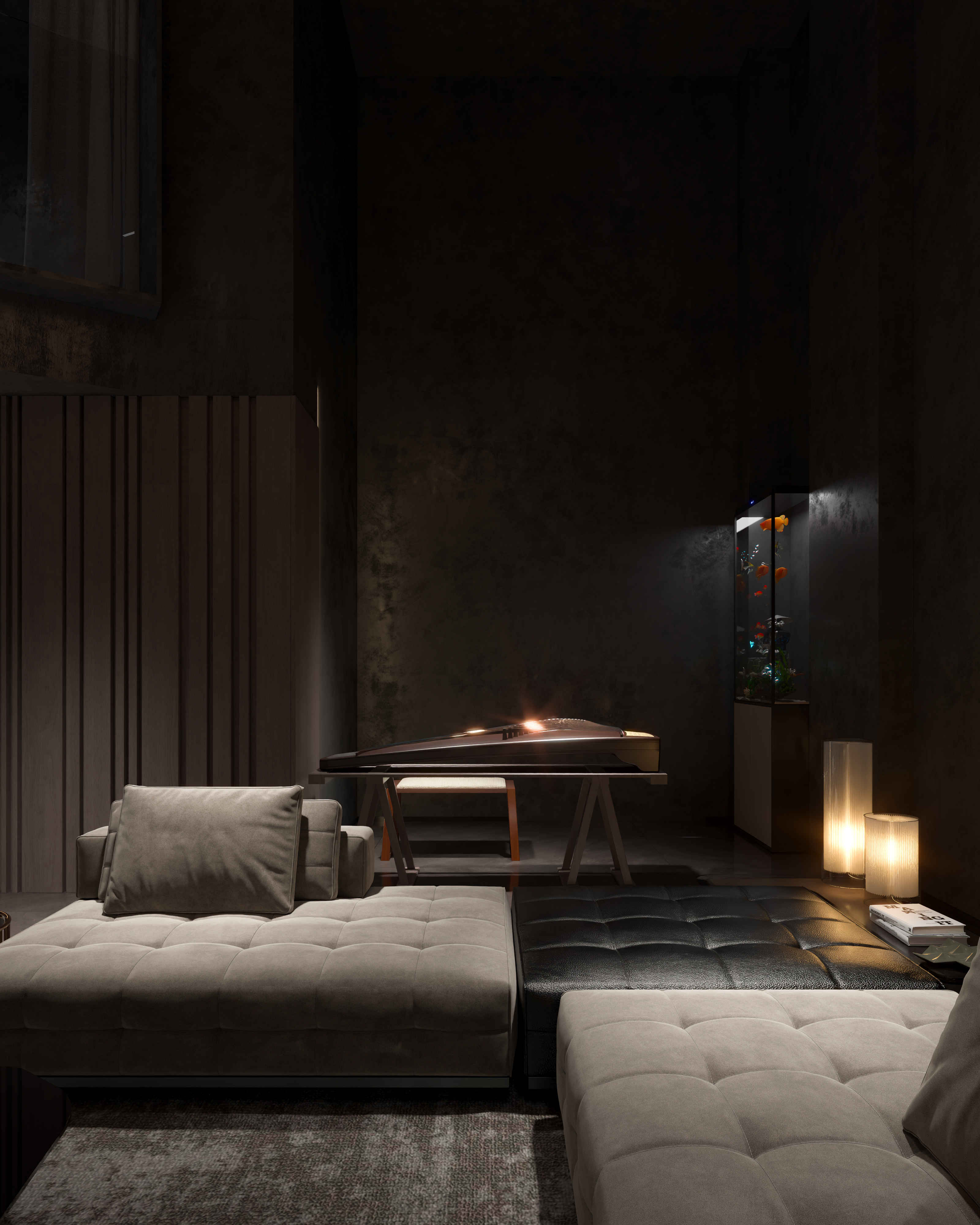 现代风地下室设计暗黑色调（郑州滨河风华）-9