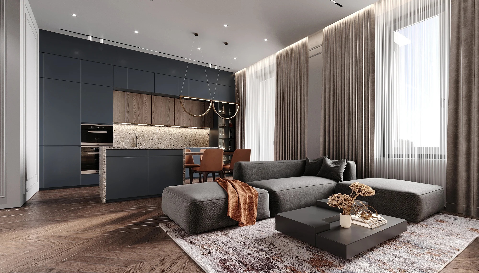 高级灰+橙色住宅设计-4