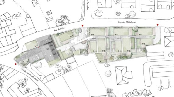 Pierres, Pavés, Bouleaux – 31 logements en bois dans un jardin / Triel-sur-Seine – Virtuel-6