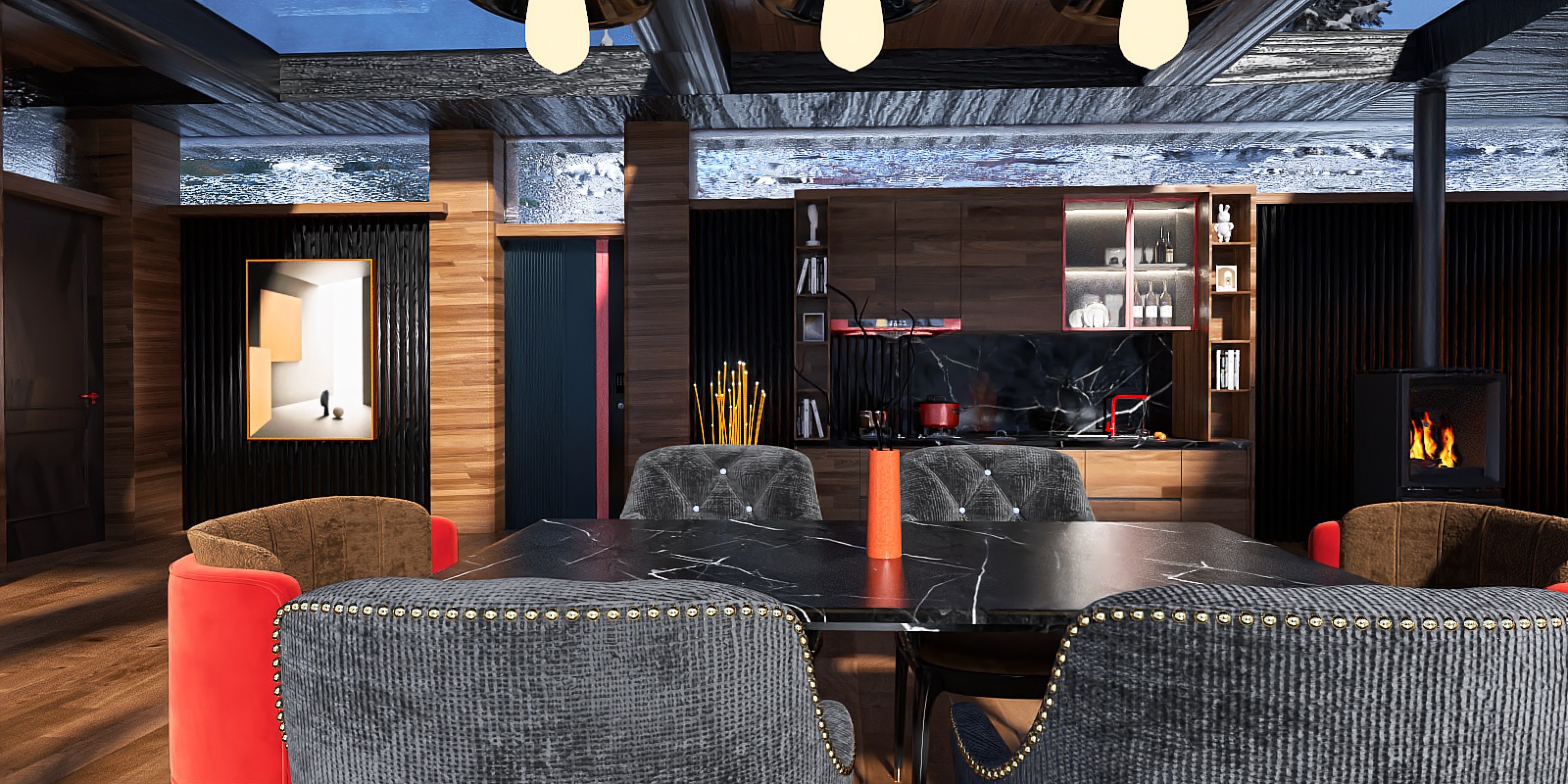 Black House in a Winter Landscape – 3D Design Project-5