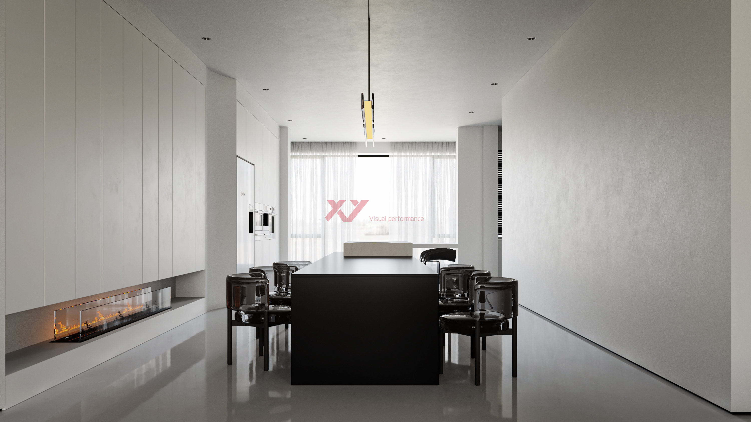 家装/现代黑百灰设计效果图表现-4