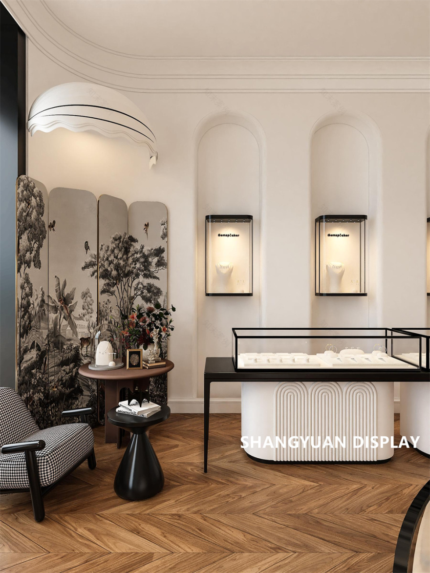 Elegant French style jewellery showroom design-8