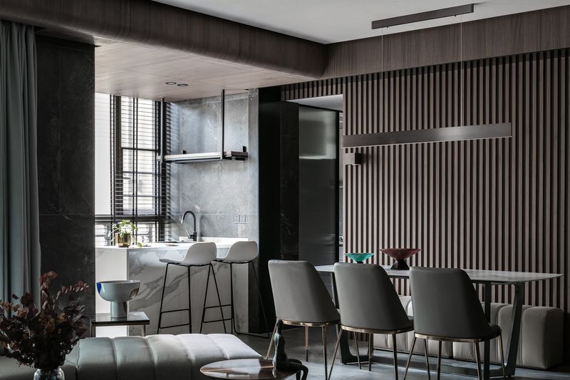 现代简约山语清晖，乐高模型与石材质感的空间对话-17