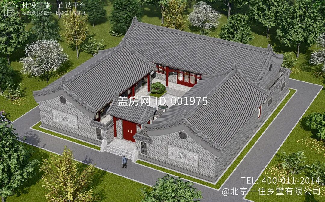 【设计师案例】土建参考造价60万，面宽22m×进深22m湖北枣阳一层中式三合院-33