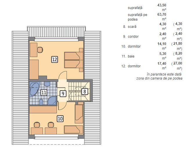 90平米带阁楼房屋设计项目-18