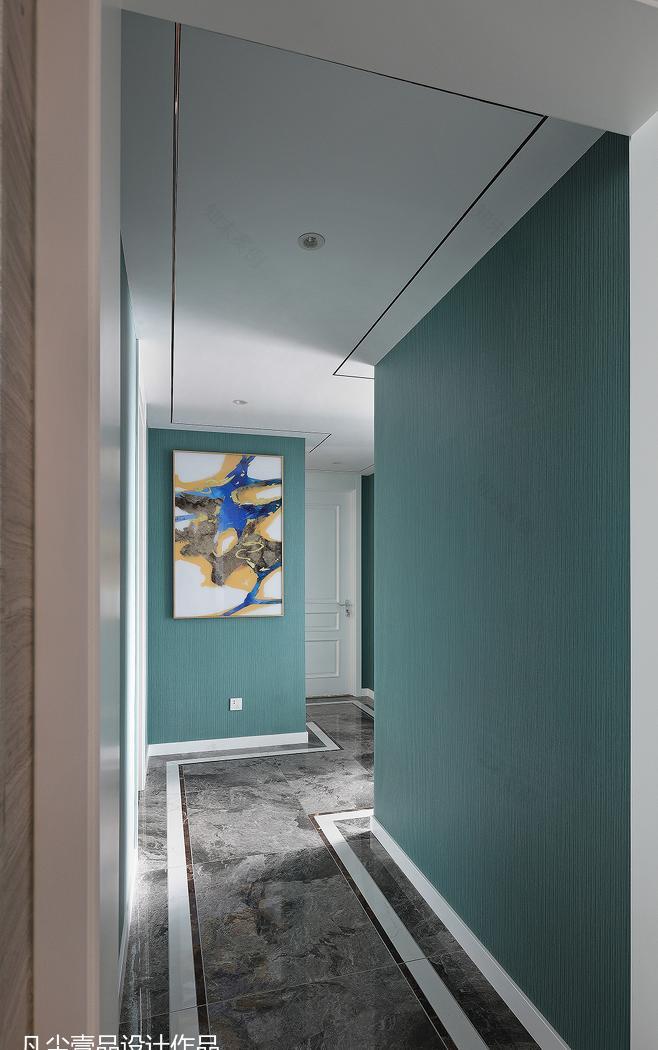 轻奢绿色玄关,精致山水空间-16