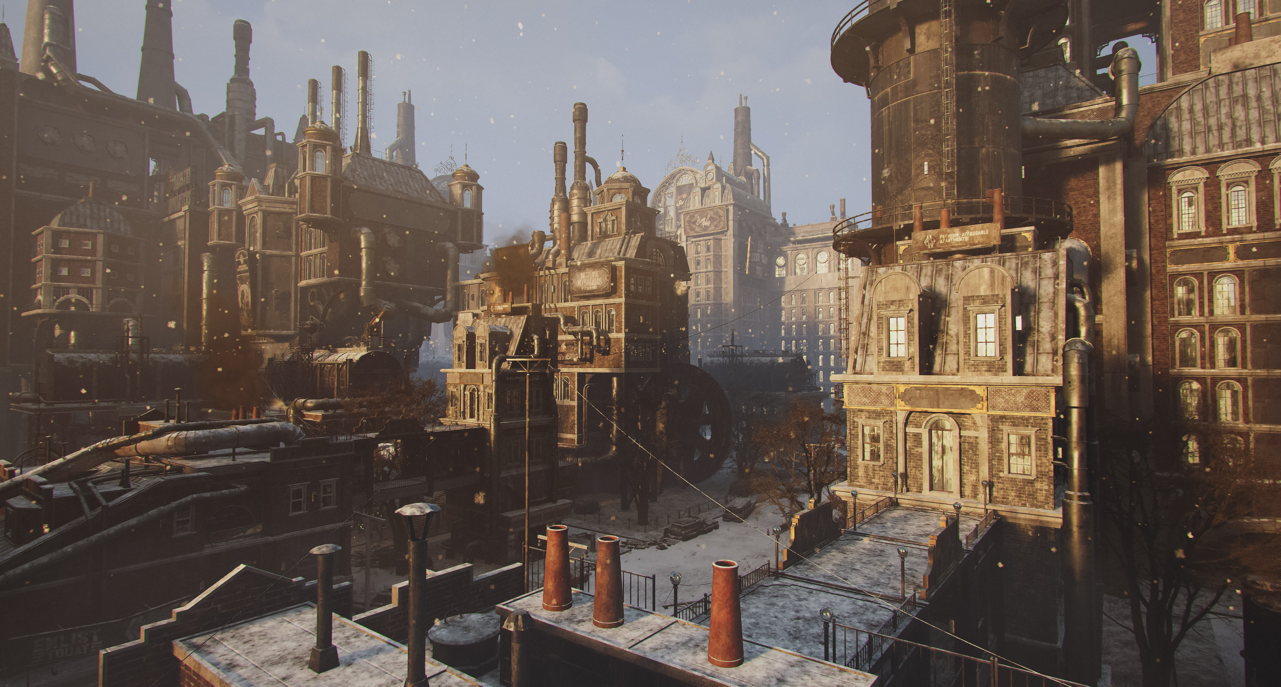 UE5 Dieselpunk winter city level (third-person) map-25