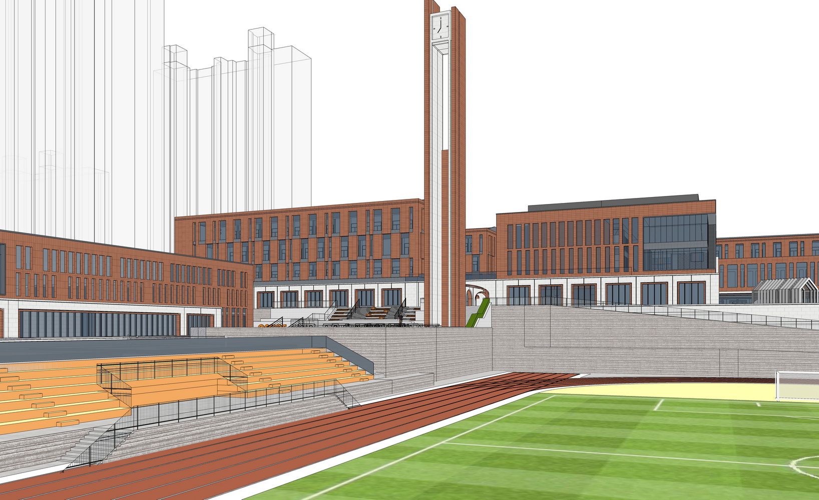 红砖36班小学SU模型-0