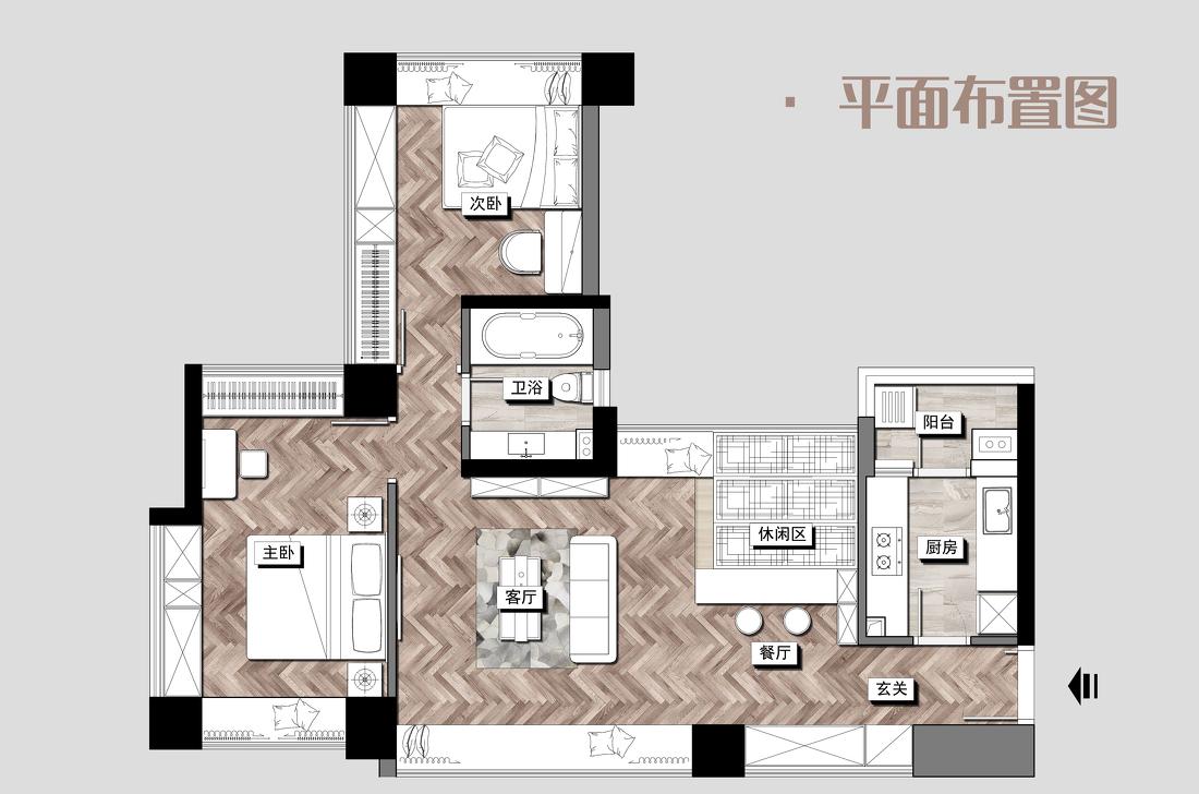 木桐设计丨平层丨90后小姐姐的家丨83㎡新奇怀旧混搭风-11