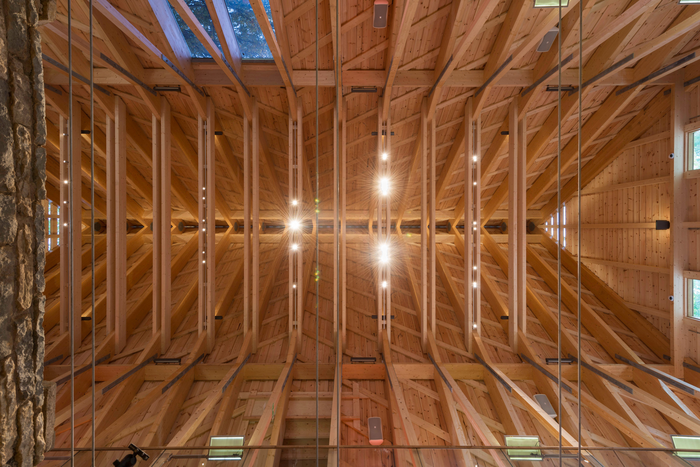 Triangular timber roof shelters the ruins of Sweden's oldest church-12
