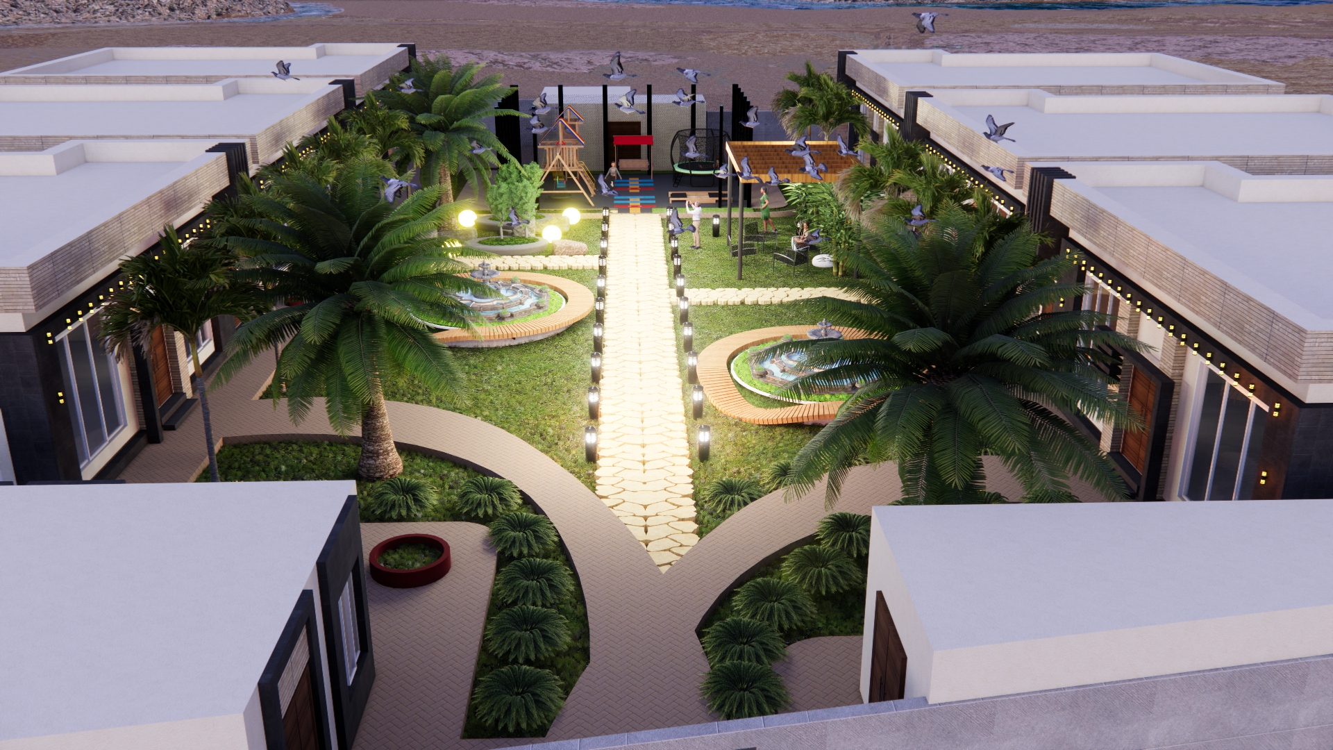 تصميم لميني كمبوند بالسعوديه مباني ولانداسكيب-18