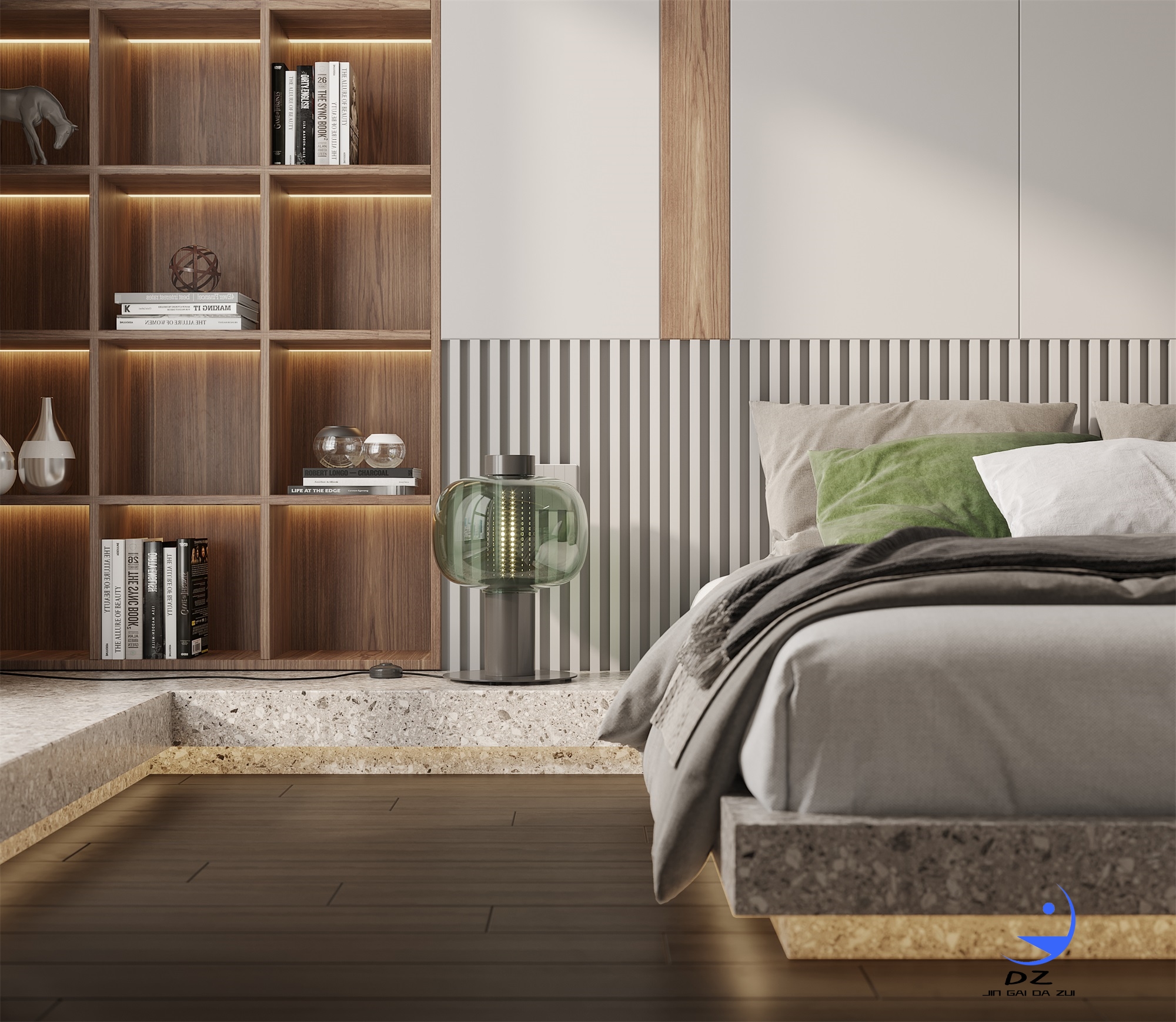 现代黑白系客餐厅卧室过道效果图-20