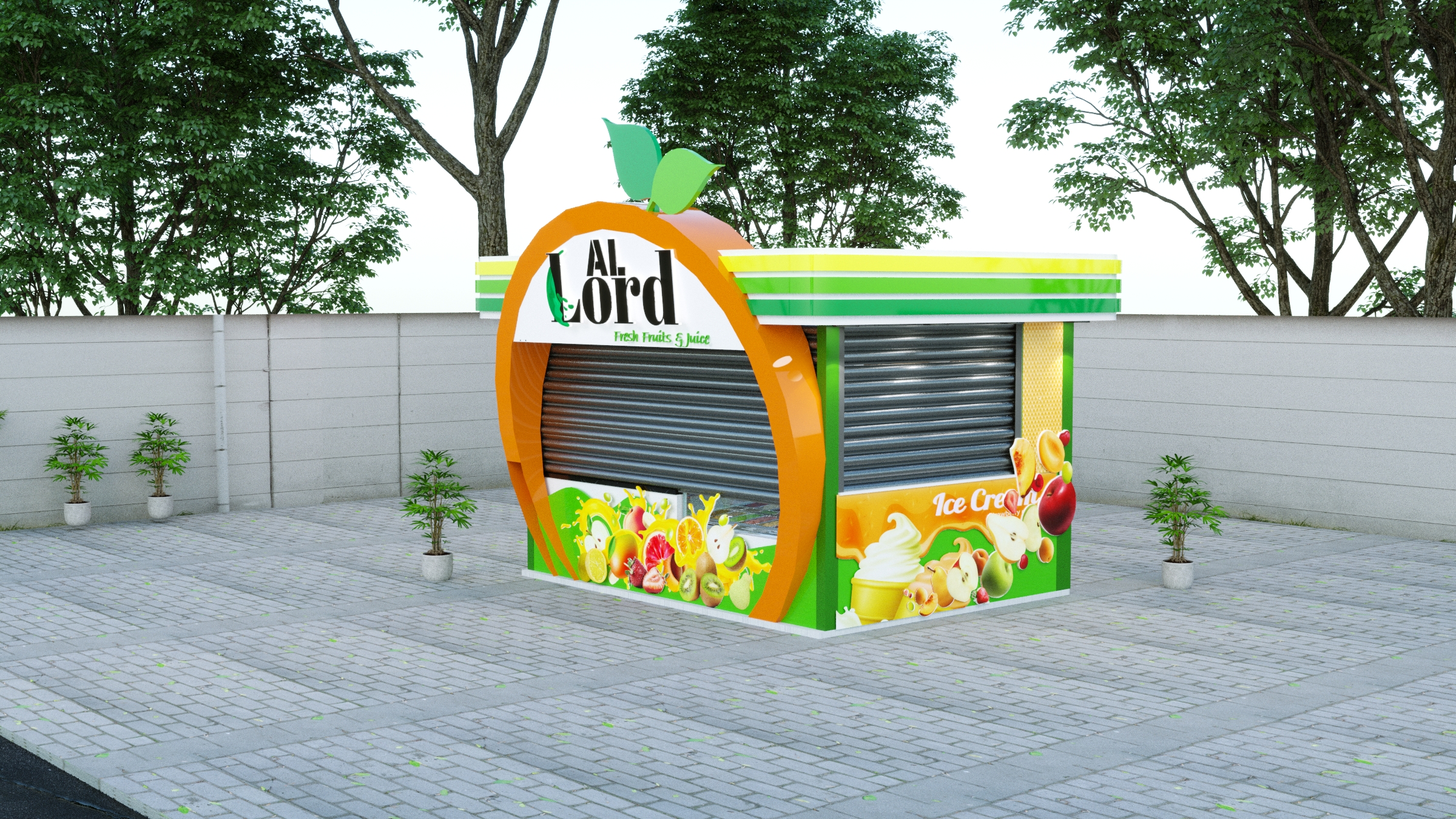 kiosk for fresh fruits & juice 3*4 approved-8