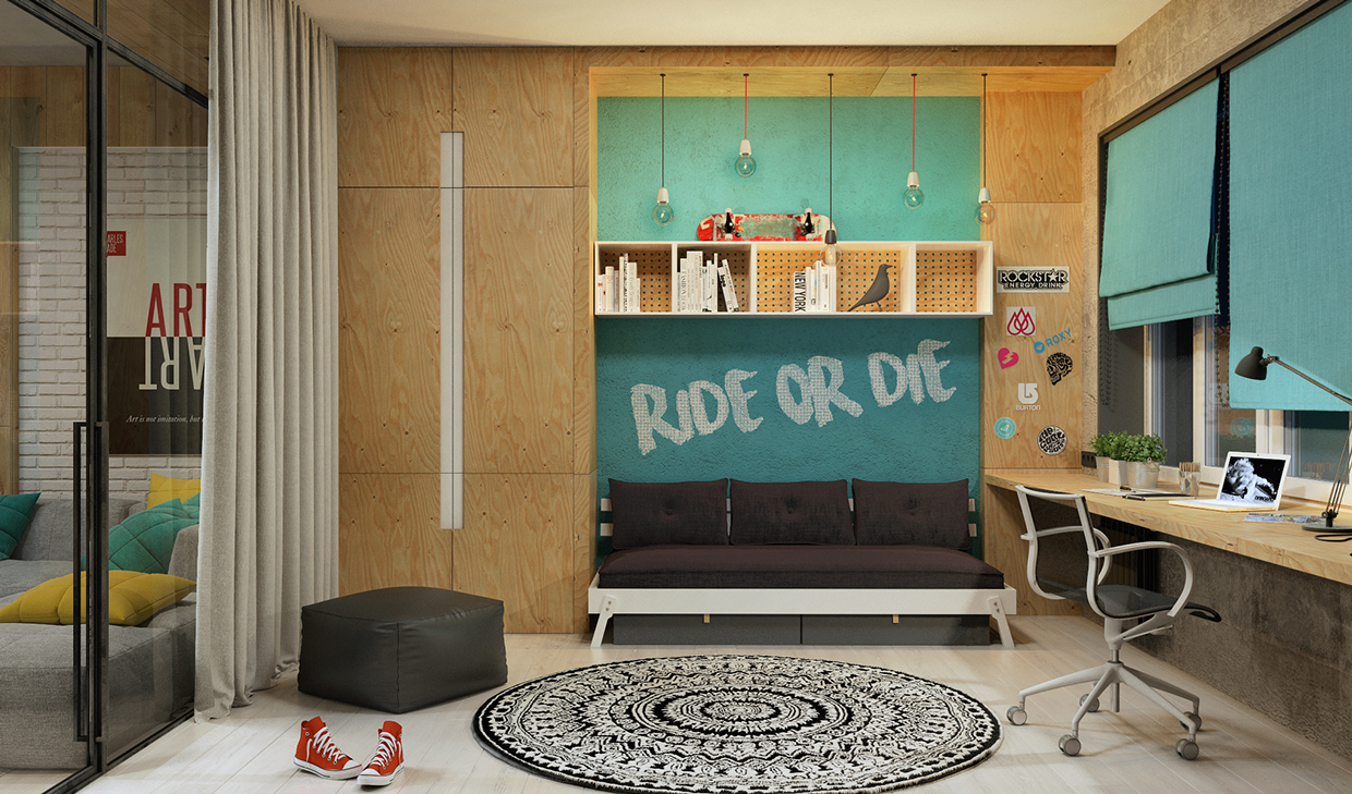 小型公寓木质与植物装饰设计-22