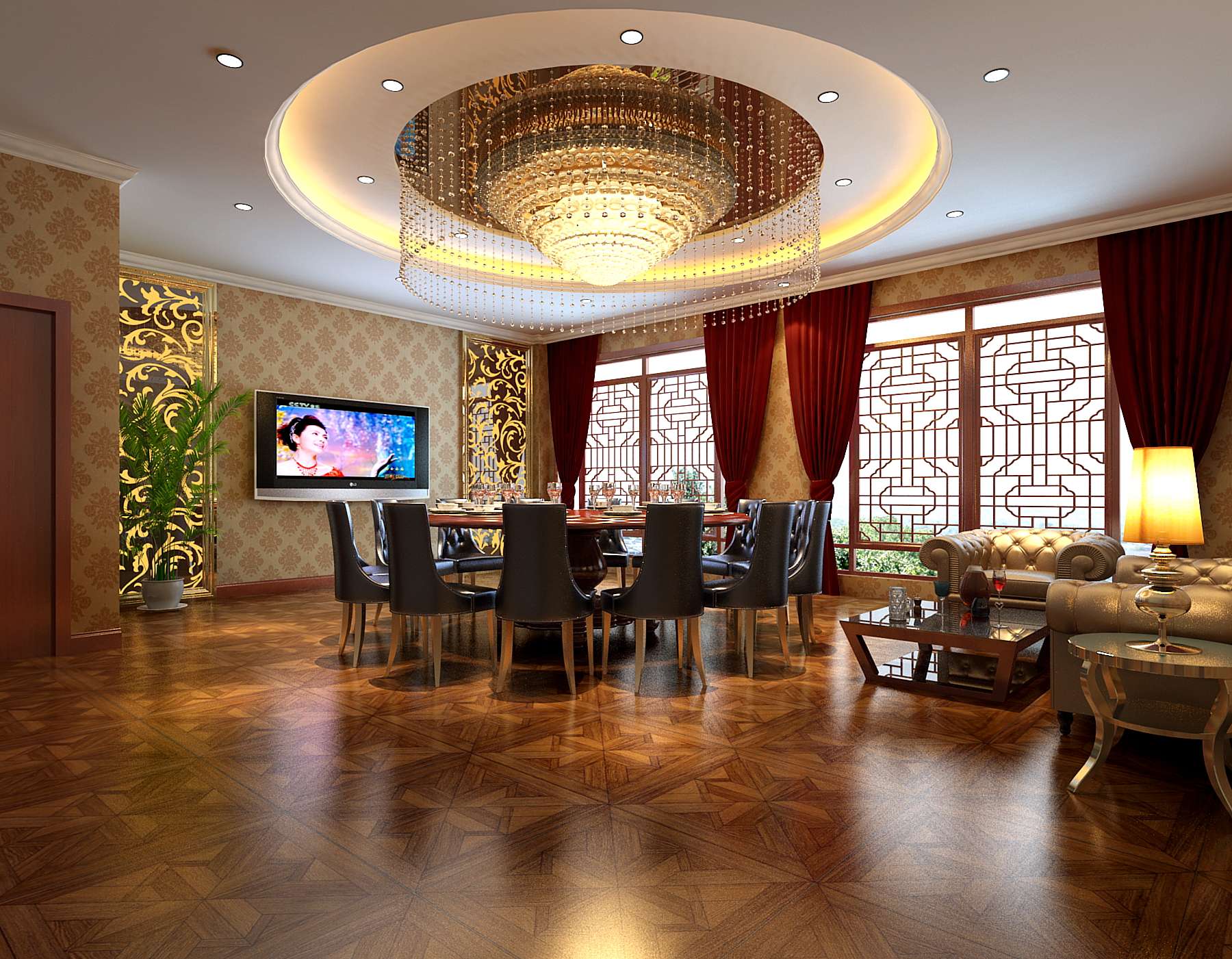 新中式风格奢华酒店餐厅 会所包房 包厢 包间 高清效果-3-32