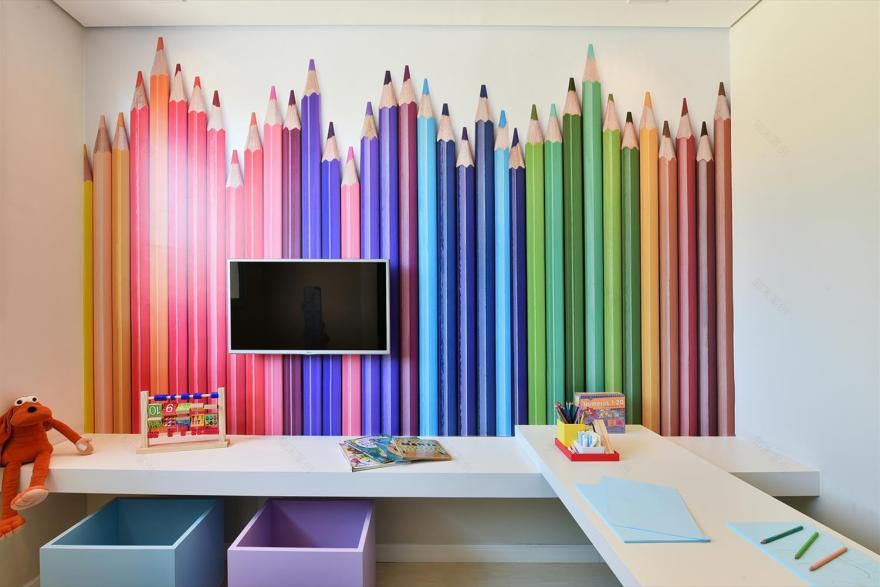 巴西住宅设计,绿色涂料墙凸显儿童趣味空间-9