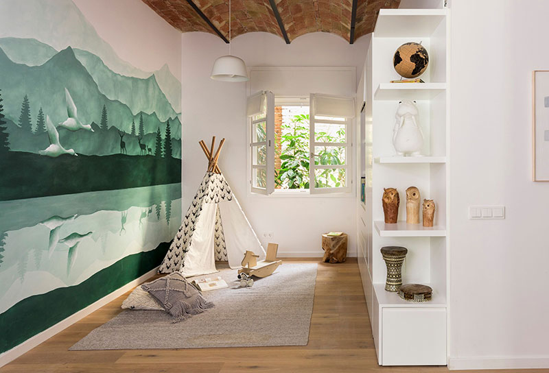 巴塞罗那带有拱顶天花板和波西米亚装饰风格的明亮公寓-18