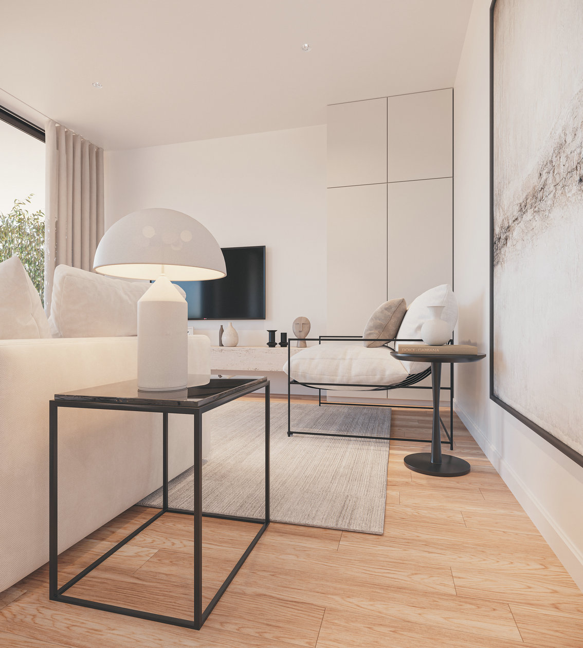 奶油色系小空间公寓设计-3