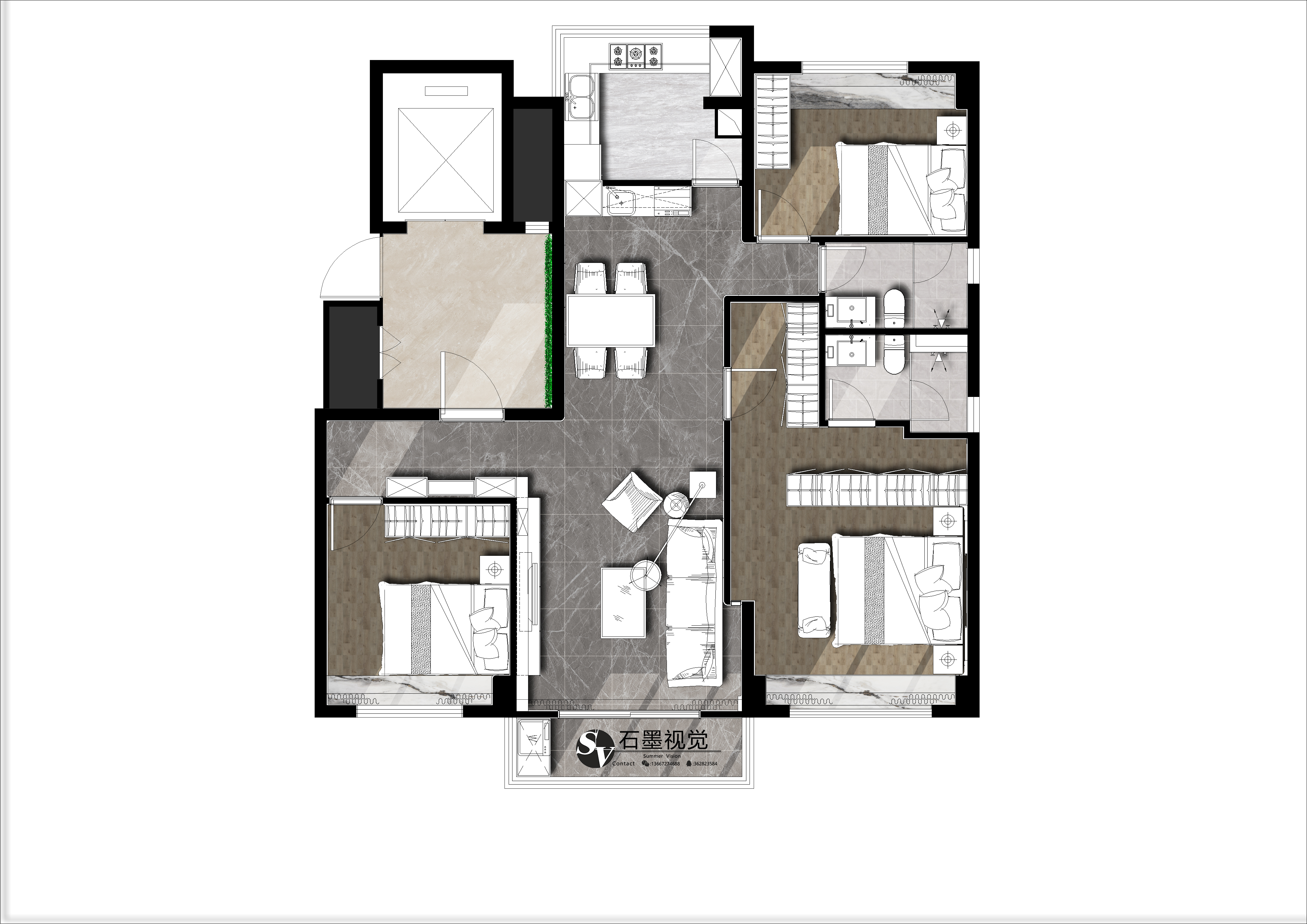 府系赛道 B115 户型 | 现代简约家居典范-4