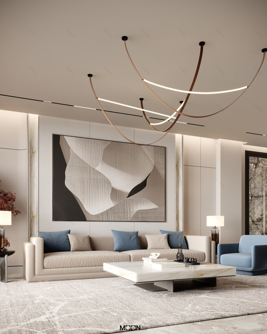 此处desgin可能拼写错误,正确的应该是design,Hall design可翻译为大厅设计 丨Moon Studio-6