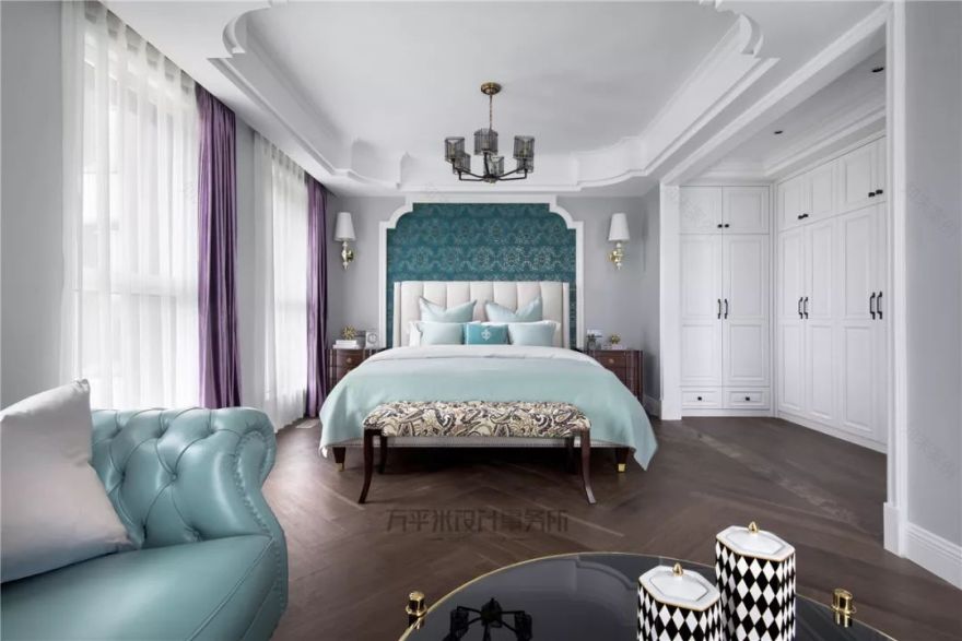 长夏方平米设计,美式平层大宅的优雅色彩碰撞-70