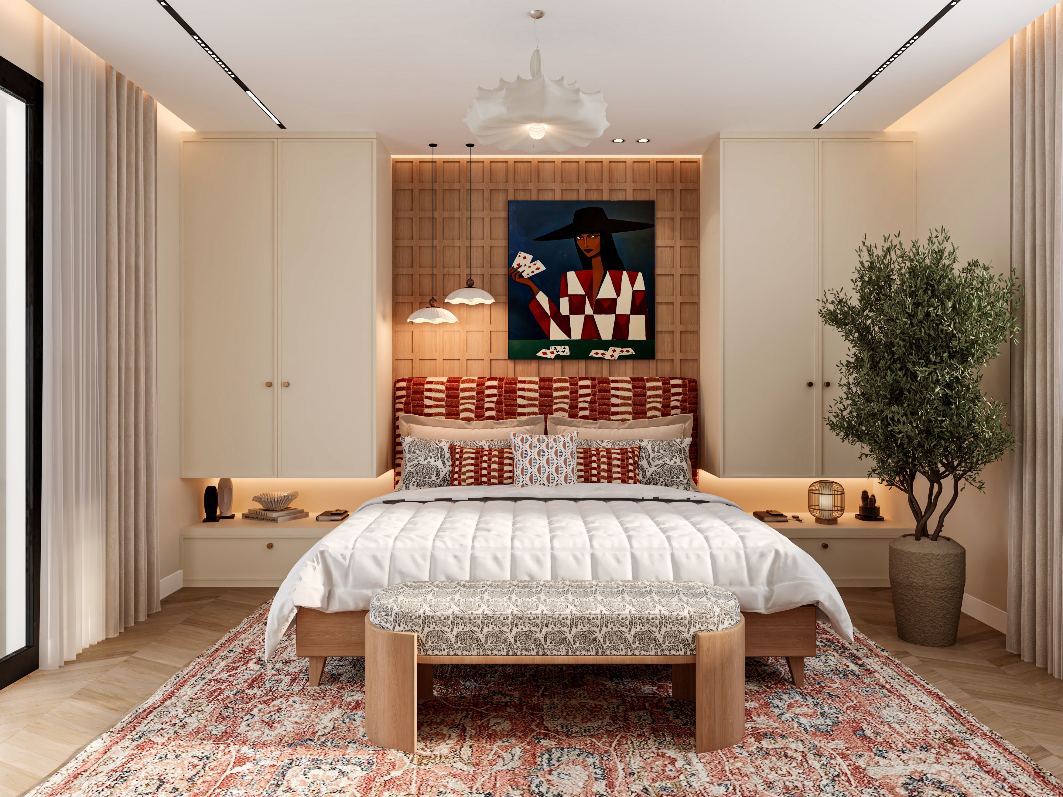 主卧室内设计丨Sara Salah-7