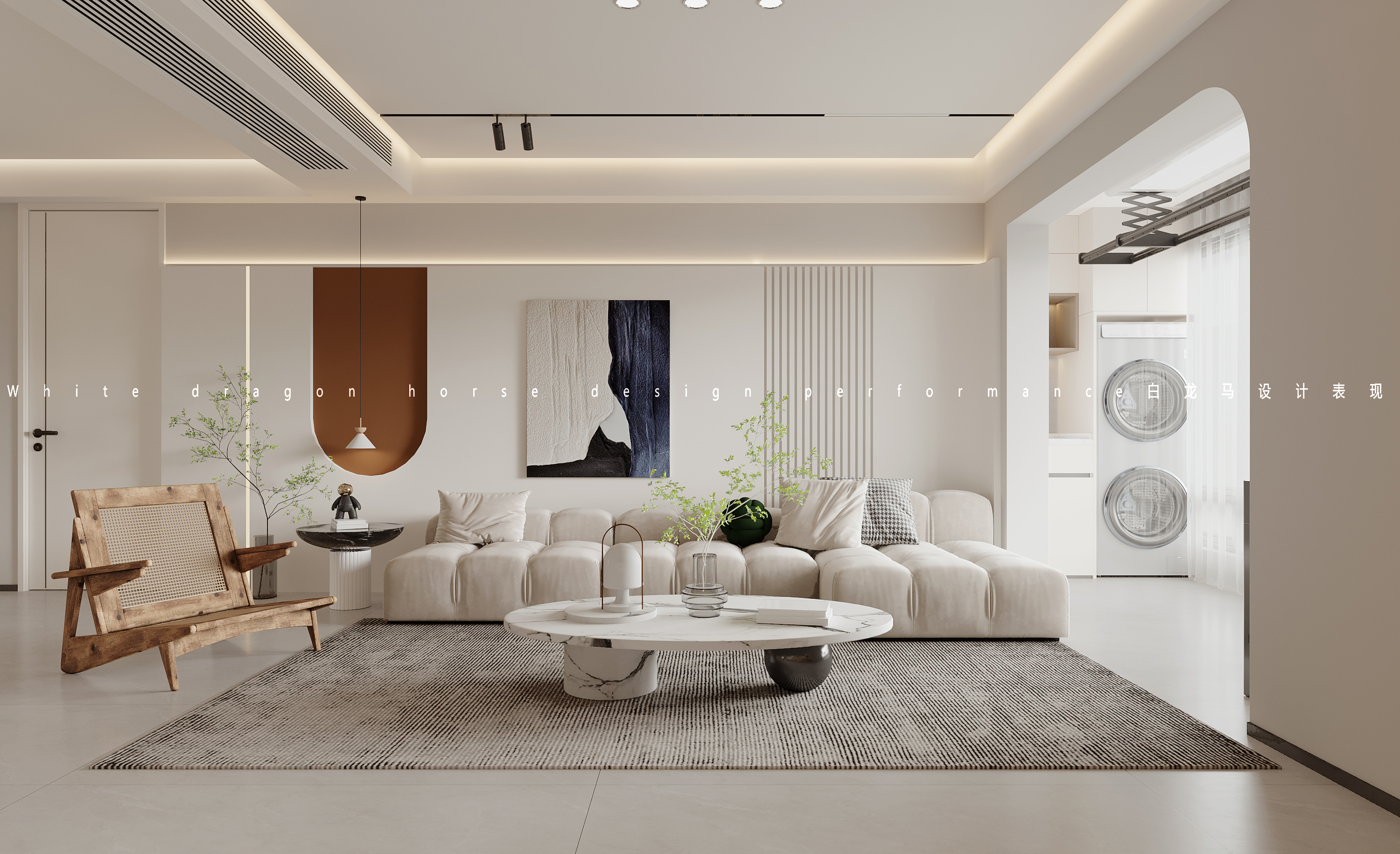 奶油风家装——白龙马效果图-1