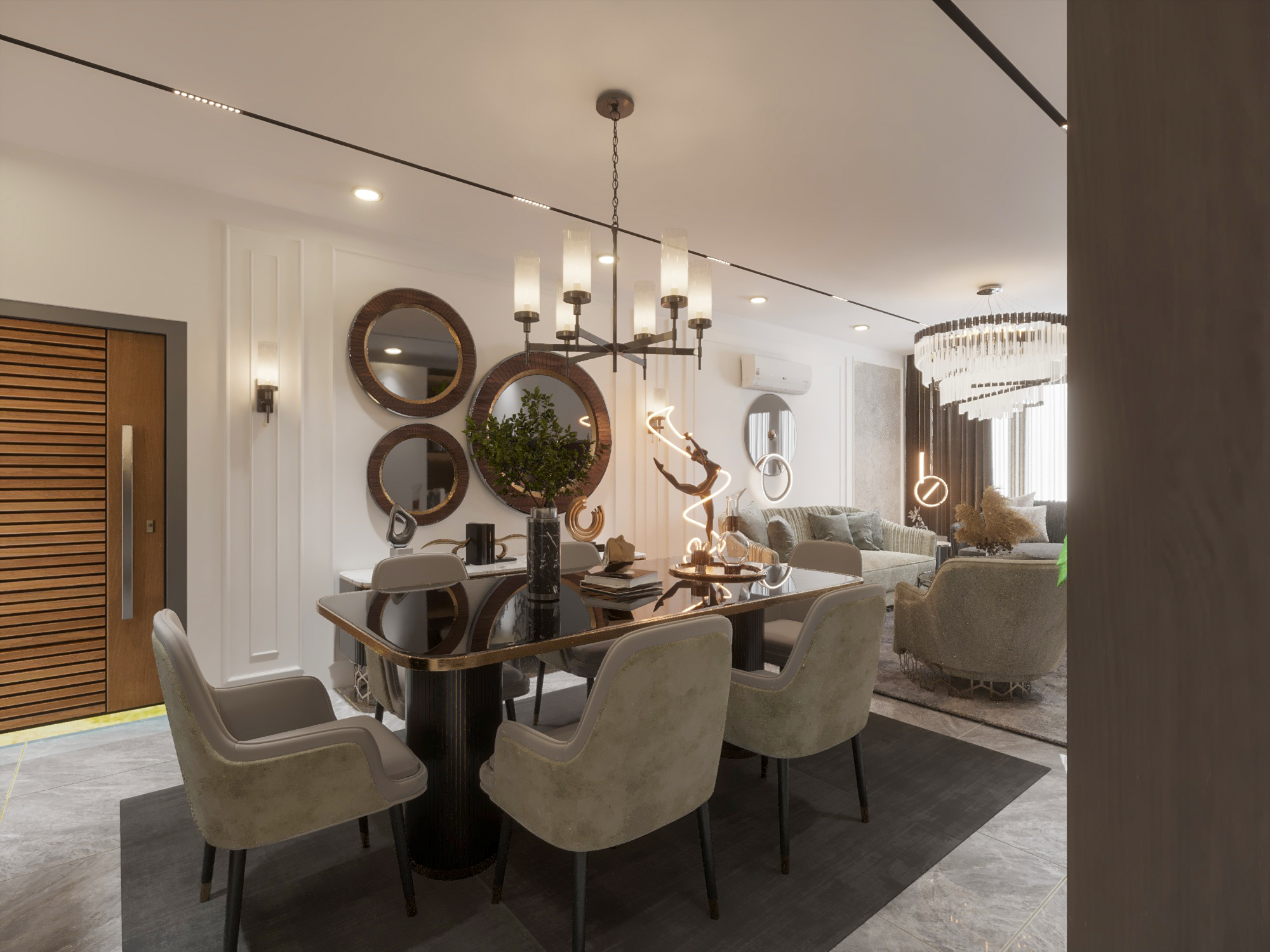 Apartment Living Reception Dining Kitchen Neo Classic-2